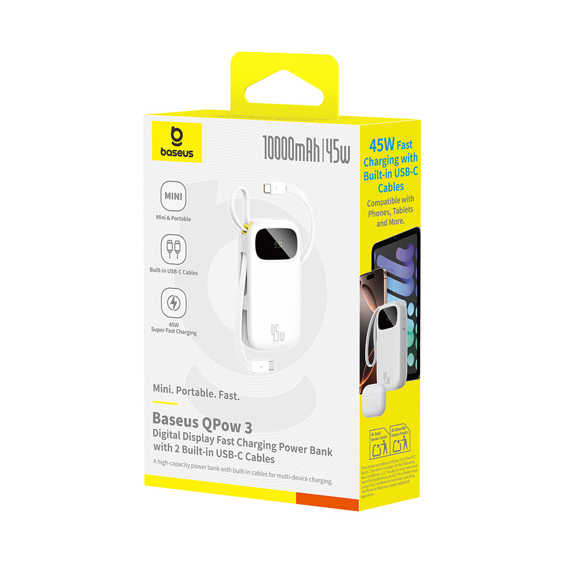 Портативный внешний аккумулятор Baseus EnerFill FC31, 10000mAh 45W - White (P10082102213-00) фото