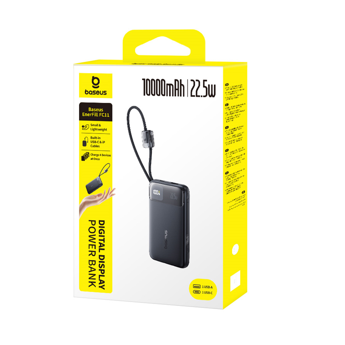 Портативный внешний аккумулятор Baseus EnerFill FC11, 10000mAh 22.5W - Black (E0027R04) фото