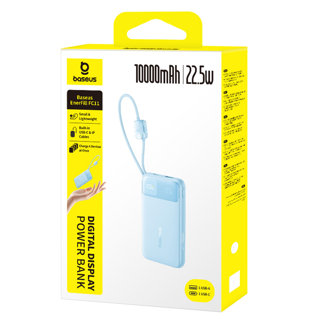 Портативный внешний аккумулятор Baseus EnerFill FC11, 10000mAh 22.5W - Blue (E0027R06) фото