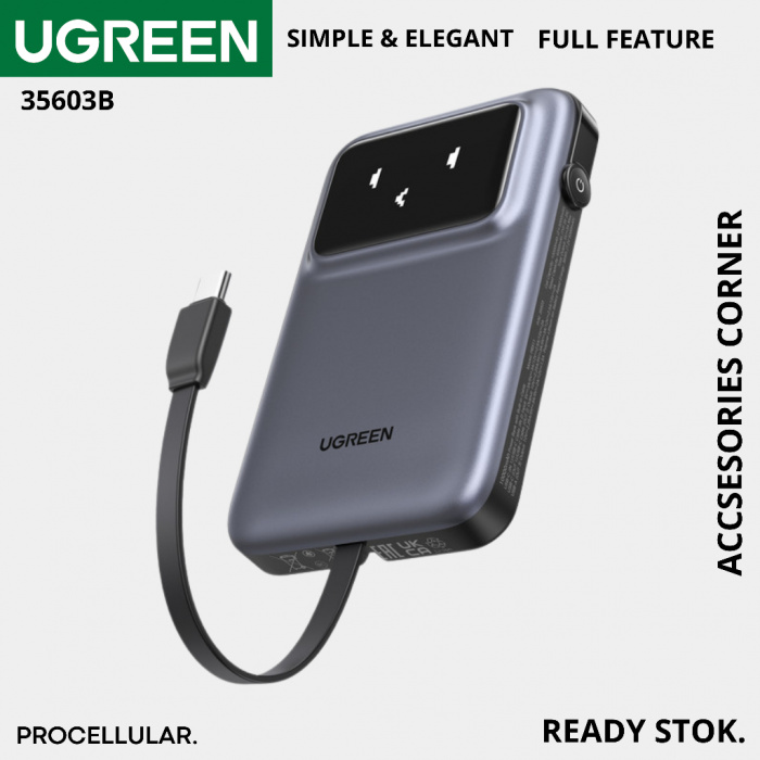 Портативный внешний аккумулятор Ugreen PB511, 10000 mAh, Black (35603B) фото