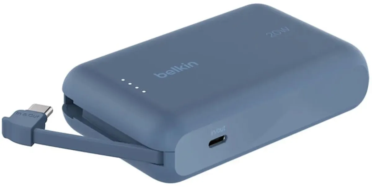 Портативный внешний аккумулятор Belkin 10k PD20w Integrated USB-C Cable, Blue (BPB021HQBL) фото