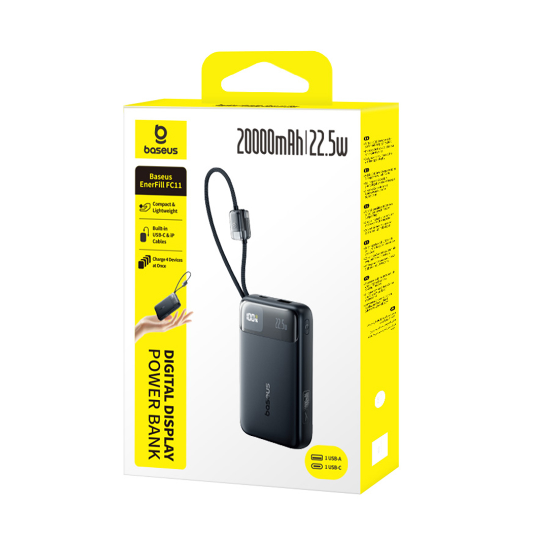 Портативный внешний аккумулятор Baseus EnerFill FC11, 20000mAh - Black (E0027S04) фото