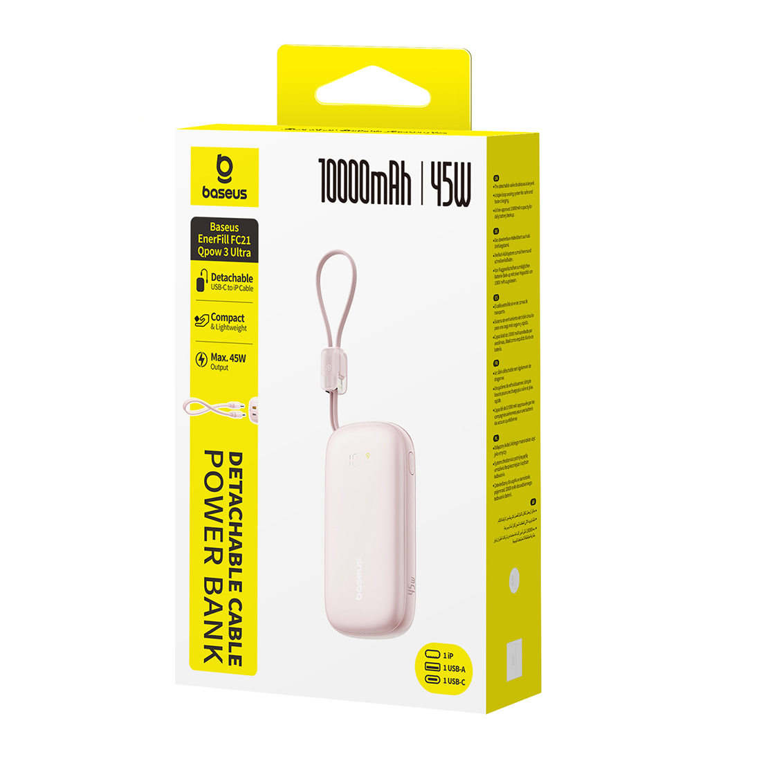 Портативный внешний аккумулятор Baseus EnerFill FC21 Qpow 3 Ultra, 10000mAh 45W - Pink (E0027Q02) фото