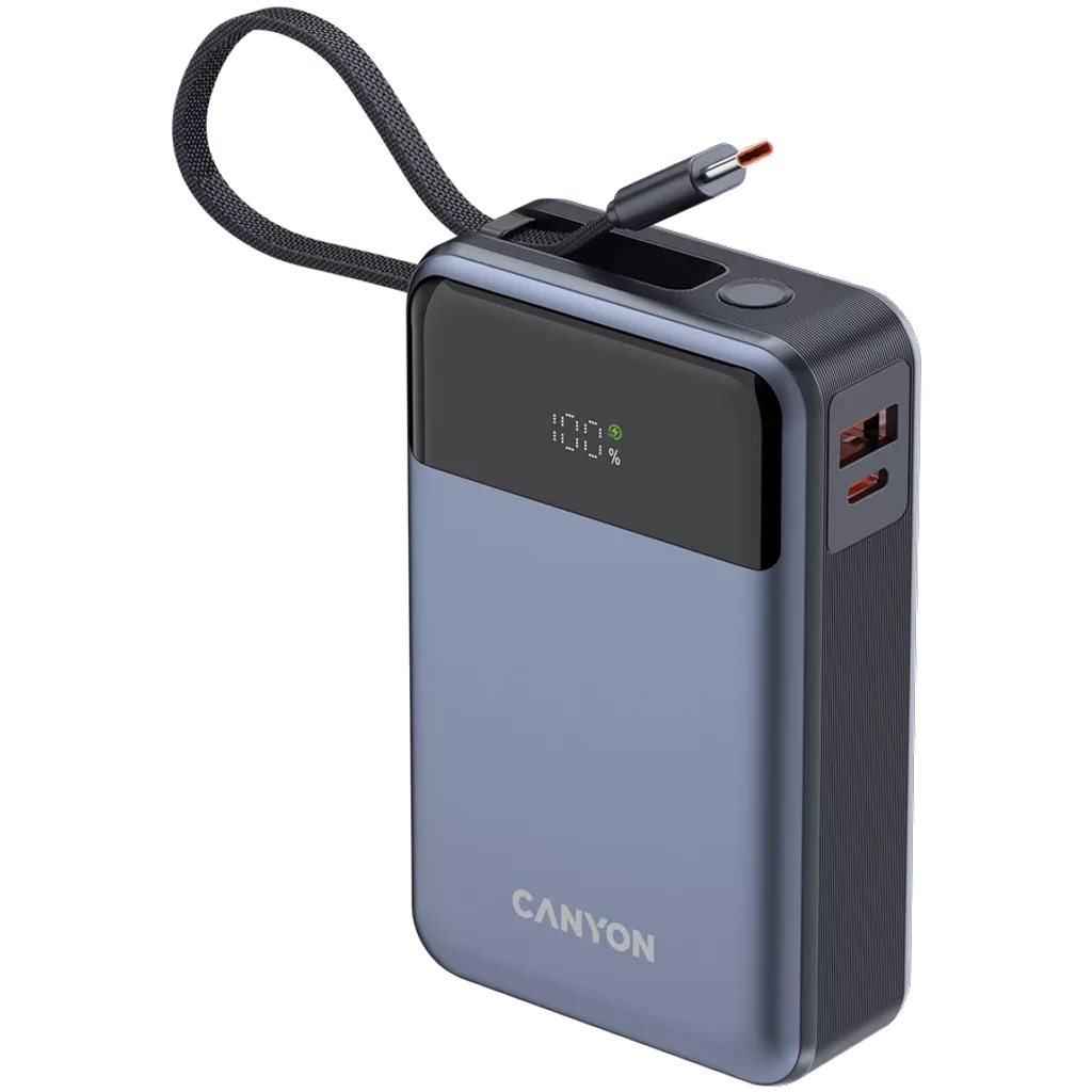 Power bank CANYON OnPower 600 built-in cable 20000 mAh PD65W Dark Grey (CNS-CPB600DG) фото