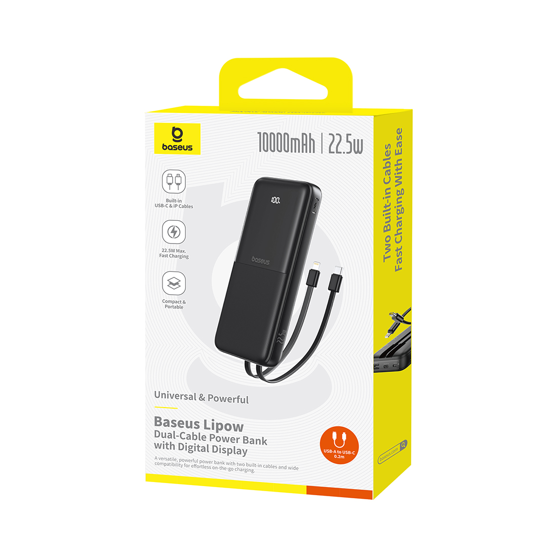 Портативный внешний аккумулятор Baseus Lipow, 10000mAh 22.5W - Black (P10079101123-00) фото