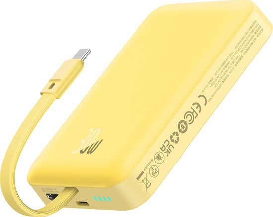Портативный внешний аккумулятор Baseus Magnetic Mini, 10000mAh 30W - Lemon Yellow (P1002210BY23-00) фото