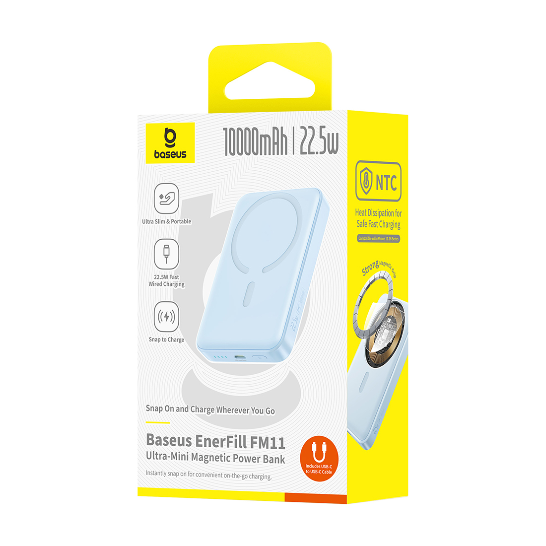 Портативный внешний аккумулятор Baseus EnerFill FM11 Ultra-Mini, 10000mAh 22.5W - Blue (P1008210E313-00) фото