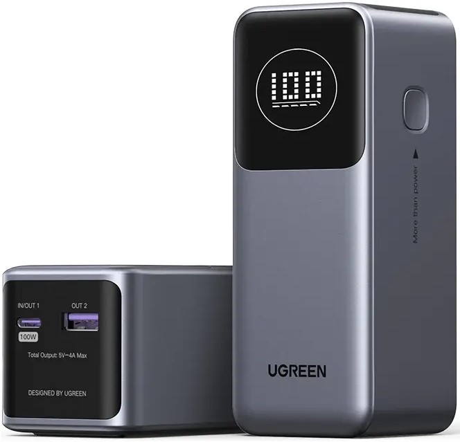 Мобильный аккумулятор UGREEN Power Bank, 12000mAh, DigitalDisplay, 100W, серый, PB724 (35526B) фото