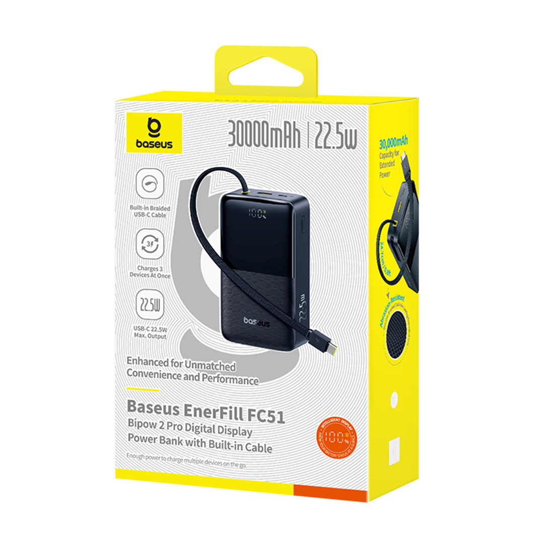 Портативный внешний аккумулятор Baseus EnerFill FC51, 30000mAh 22.5W - Black (E0028100) фото