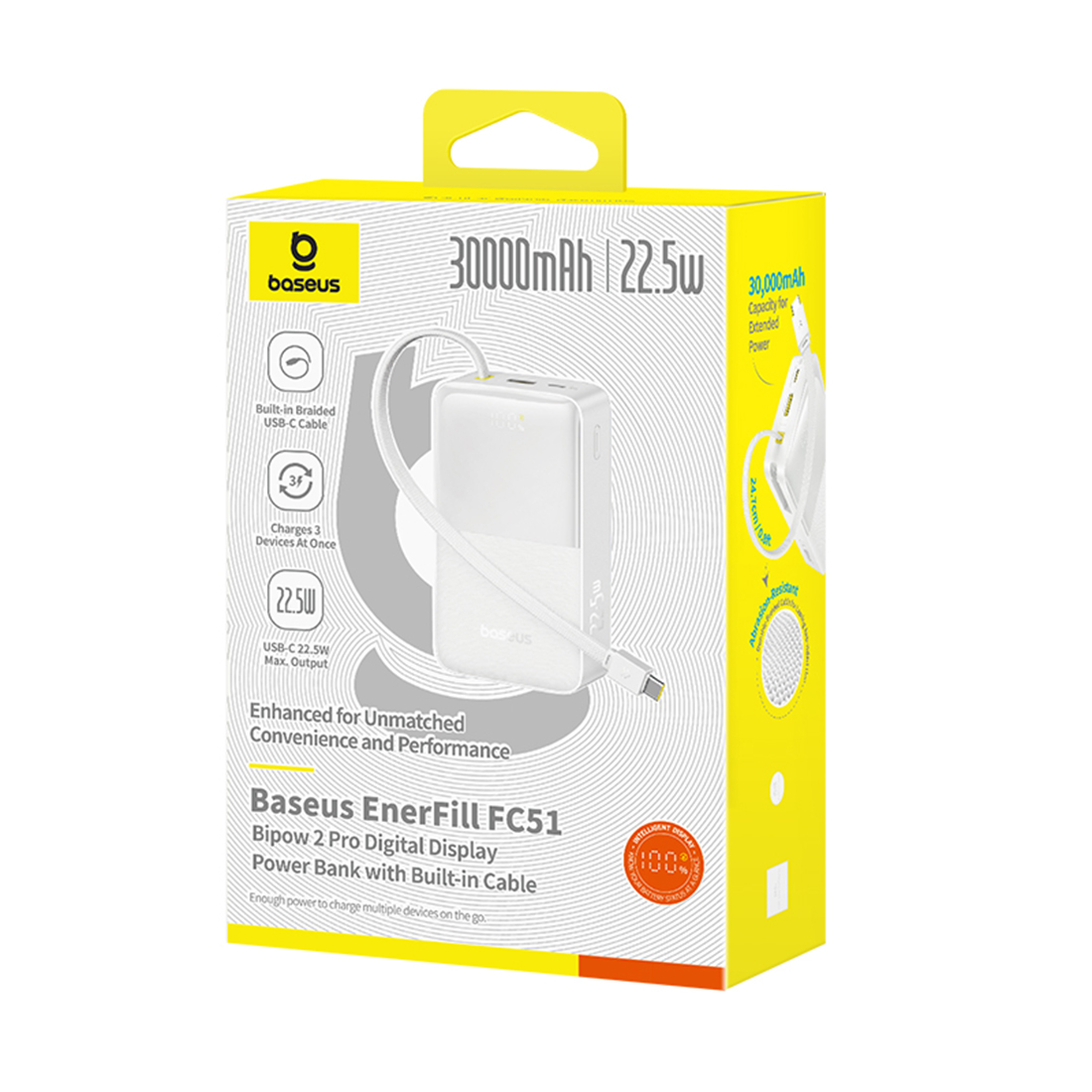 Портативный внешний аккумулятор Baseus EnerFill FC51, 30000mAh 22.5W - Moon White (E0028101) фото