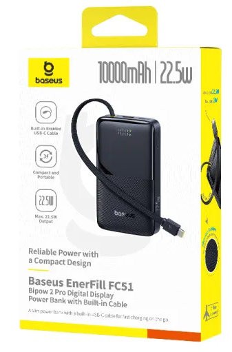 Портативный внешний аккумулятор Baseus EnerFill FC51 Bipow2 Pro, 10000mAh 22.5W - Black (E0027600) фото