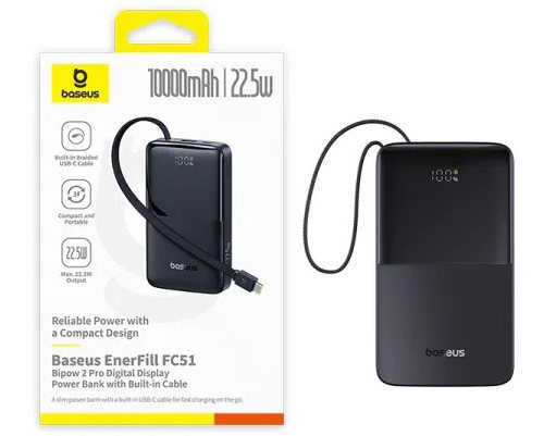 Портативный внешний аккумулятор Baseus EnerFill FC51 Bipow2 Pro, 10000mAh 22.5W - Black (E0027600) фото