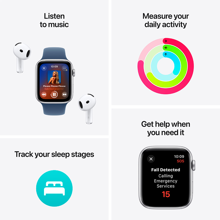 Смарт-часы Apple Watch SE&nbsp;<span style="font-family: "Proxima Nova Cn Lt"; font-size: 16px;">GPS 44mm&nbsp;</span>Starlight Aluminium Case with Starlight Sport Band - S/М (MXEU3QI/A) фото
