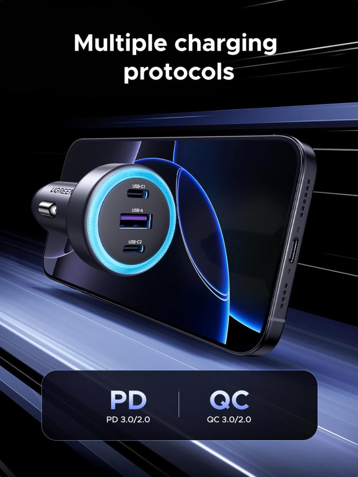 Автомобильное зарядное устройство QC3.0, EC307 (45843) UGREEN фото