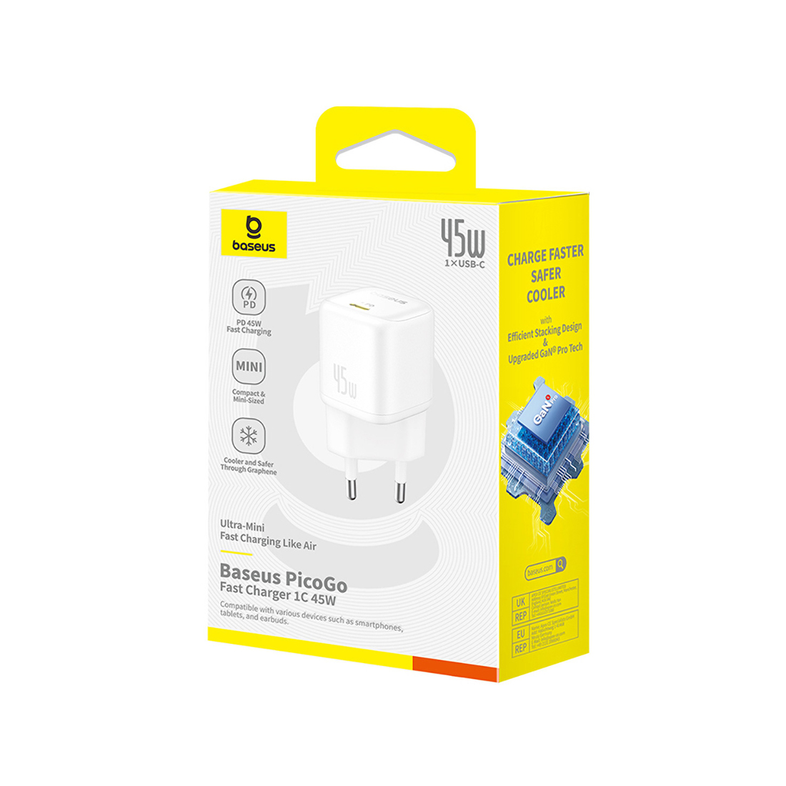Адаптер питания Baseus PicoGo GaN 1C 45W White (P10176800213-00) фото