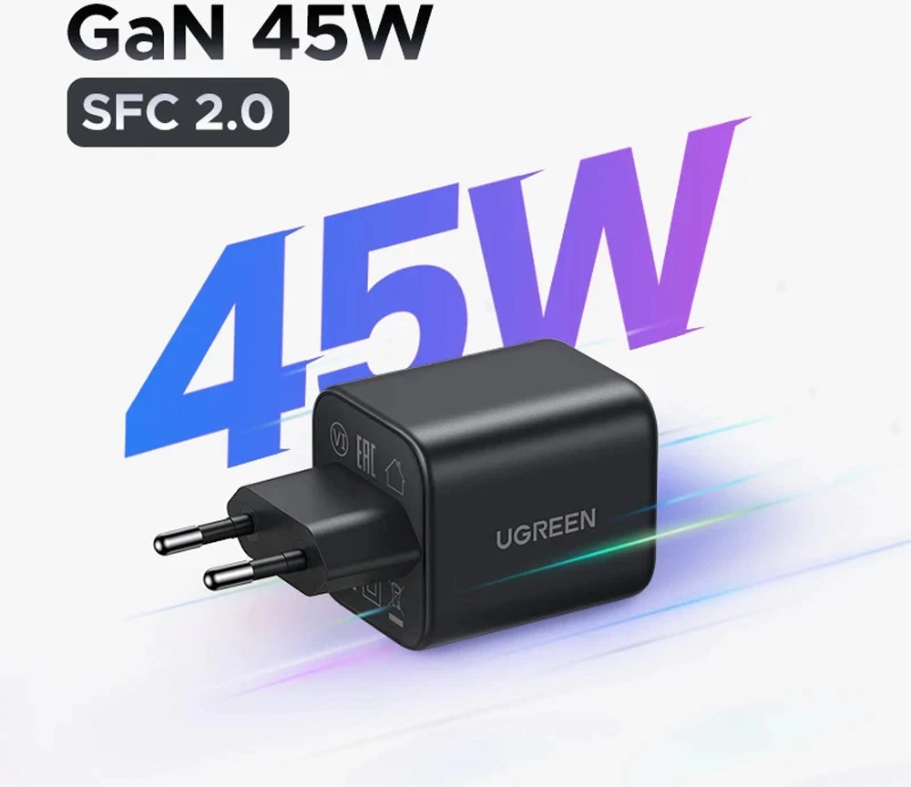 Зарядное устройство UGREEN на 2C, 45W, GaN, X526 (65058) фото
