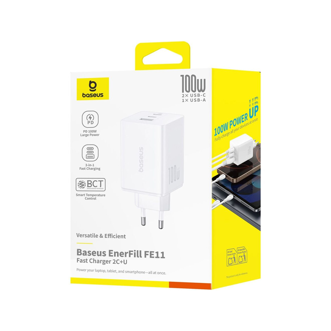 Адаптер питания Baseus EnerFill FE11 2C+U 100W White (P10182102213-00) фото