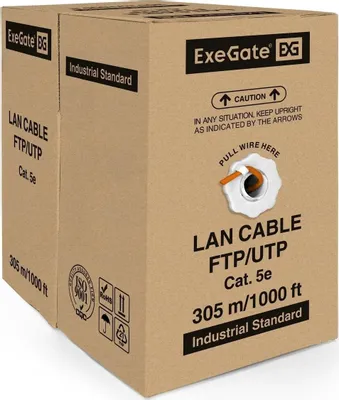 Кабель сетевой UTP, ExeGate UTP4-C5e-CCA-S24-IN-PVC-GY-305, бухта (~305м) (EX138965RUS) фото
