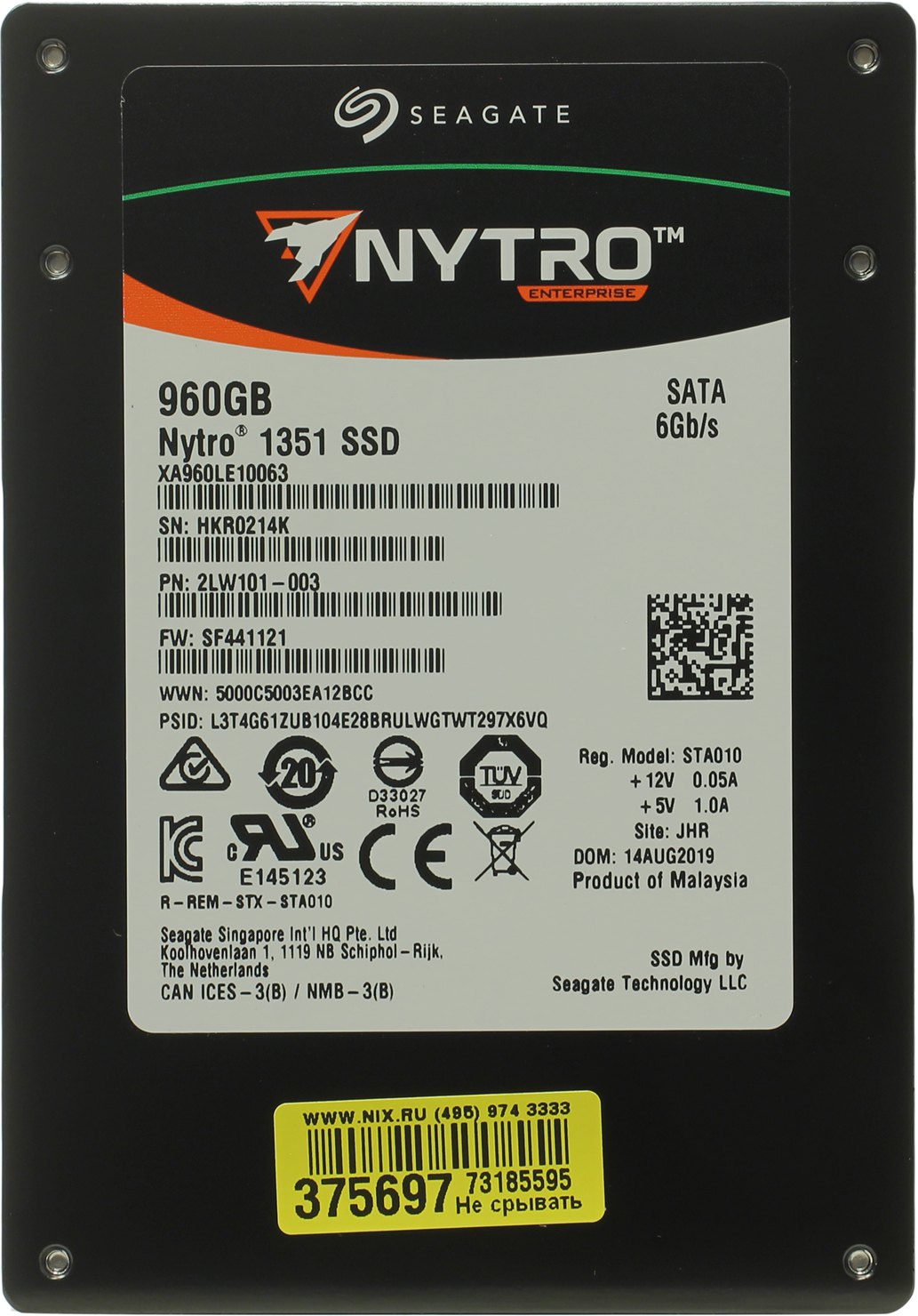 картинка Твердотельный накопитель 960GB SSD Seagate Nytro 1351 2.5” 7 мм SATA 6 Гбит/с 3D TLC R564Mb/s, W536MB/s 1 DWPD XA960LE10063 от магазина itmag.kz