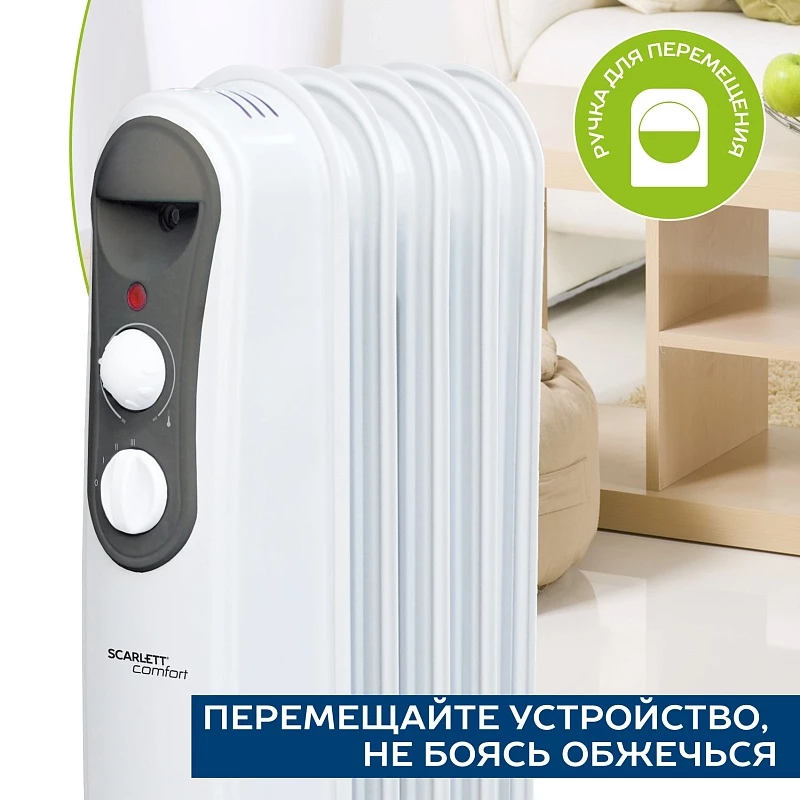 Обогреватель Scarlett SC 21.1005 S4, 1000Вт, масляный, White (SC 21.1005 S4) фото