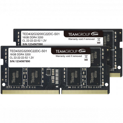 картинка Оперативная память для ноутбука 32GB Kit (2x16GB) DDR4 3200Mhz Team Group ELITE PC4-25600 CL22 SO-DIMM TED432G3200C22DC-S01 от магазина itmag.kz