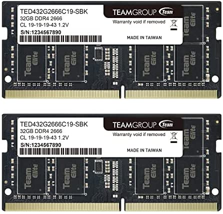 картинка Оперативная память для ноутбука 32GB Kit (2x16GB) DDR4 2666Mhz Team Group ELITE PC4-21300 CL19 SO-DIMM TED432G2666C19DC-S01 от магазина itmag.kz