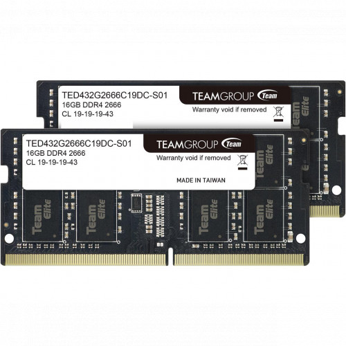 картинка Оперативная память для ноутбука 32GB Kit (2x16GB) DDR4 2666Mhz Team Group ELITE PC4-21300 CL19 SO-DIMM TED432G2666C19DC-S01 от магазина itmag.kz