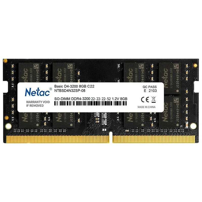 картинка Модуль памяти для ноутбука Netac Basic, NTBSD4N32SP-08, DDR4 SO-DIMM, 8Gb, 3200Mhz, C22 от магазина itmag.kz
