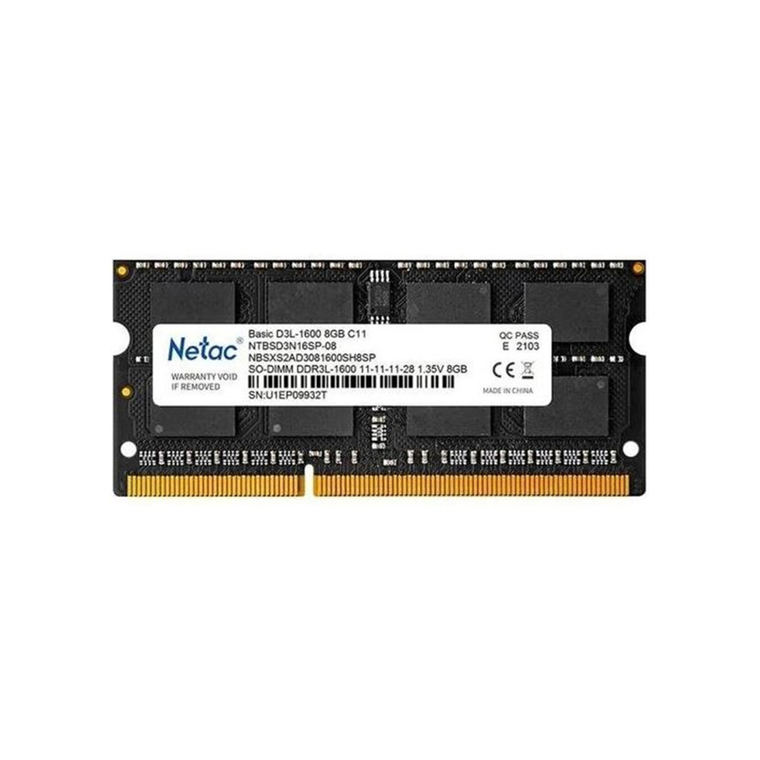 картинка Оперативная память для ноутбука Netac NTBSD3N16SP-08 DDR3 8GB <PC3-12800/1600MHz> от магазина itmag.kz