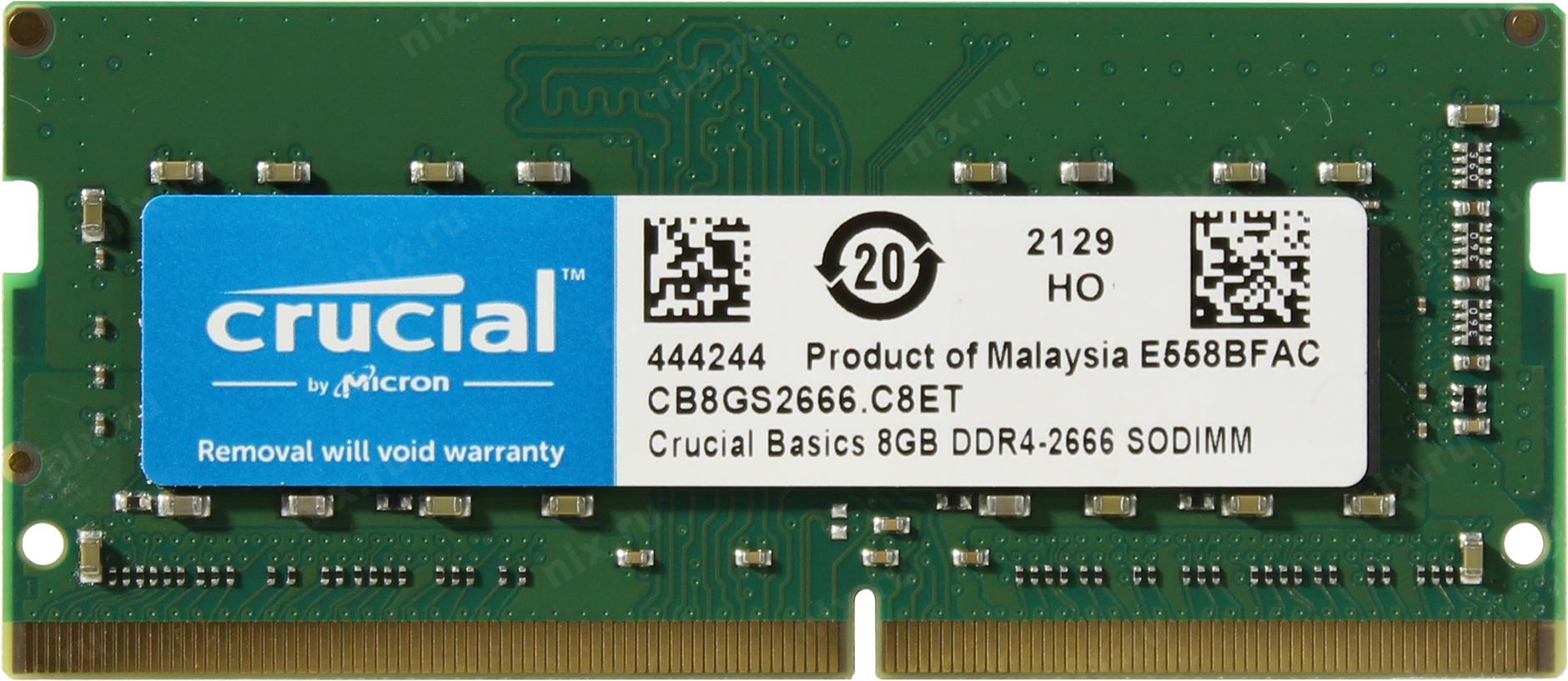 картинка Оперативная память для ноутбука  8GB DDR4 2666 MHz Crucial Basics PC4-21300 SO-DIMM CL19 CB8GS2666 от магазина itmag.kz