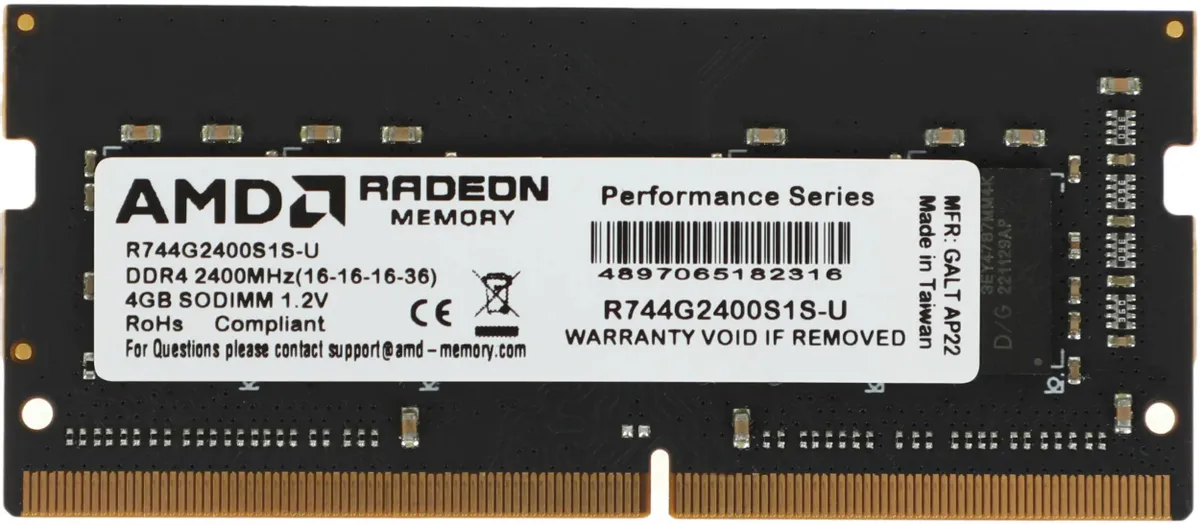 Оперативная память для ноутбука AMD Radeon R7 Performance Series 4Gb DDR4 2400MHz (R744G2400S1S-U) фото