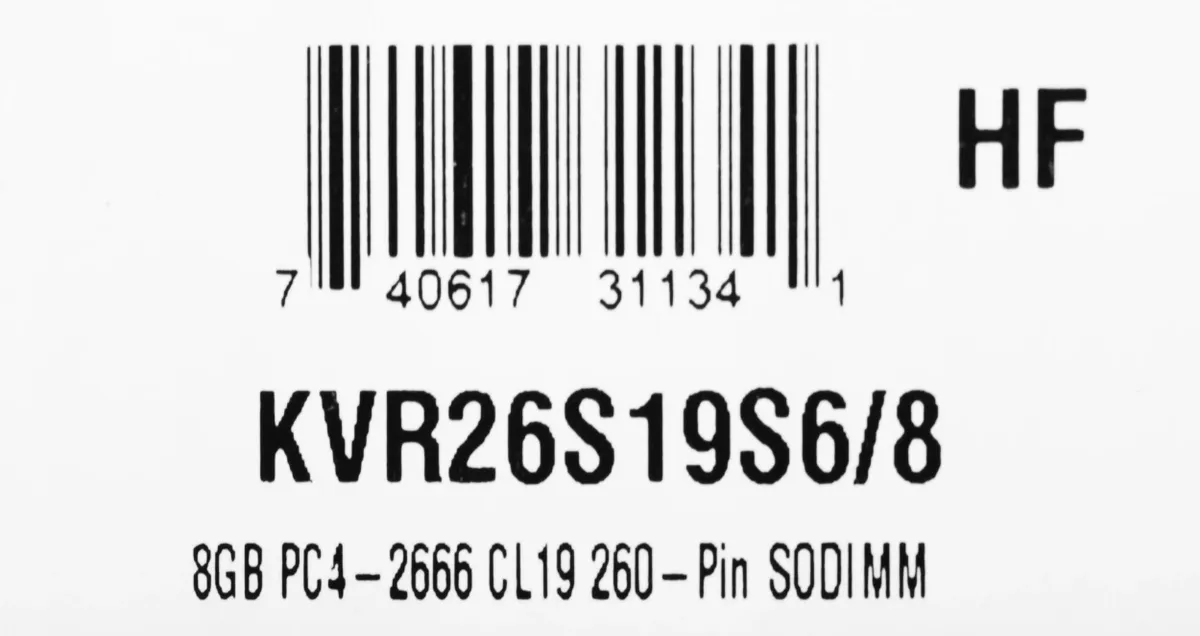Оперативная память для ноутбука Kingston,  DDR4  8 GB 2666MHz (KVR26S19S6/8) фото
