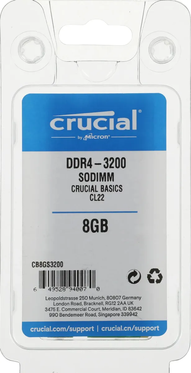 Оперативная память для ноутбука Crucial Basics DDR4 8GB 3200 MHz (CB8GS3200) фото