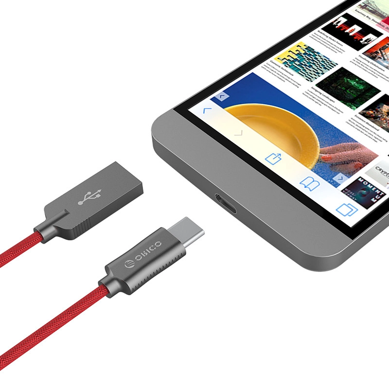 Кабель USB 2.0 - USB C, 1m. (ORICO-HTK-10-RD-TH) фото