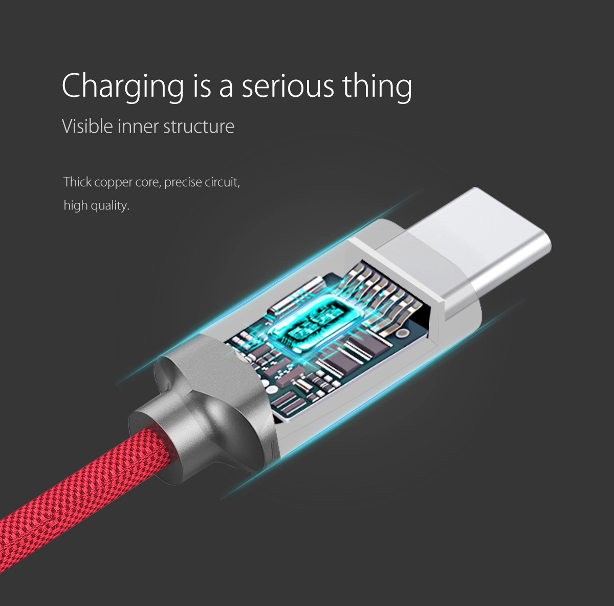 Кабель USB 2.0 - USB C, 1m. (ORICO-HTK-10-RD-TH) фото
