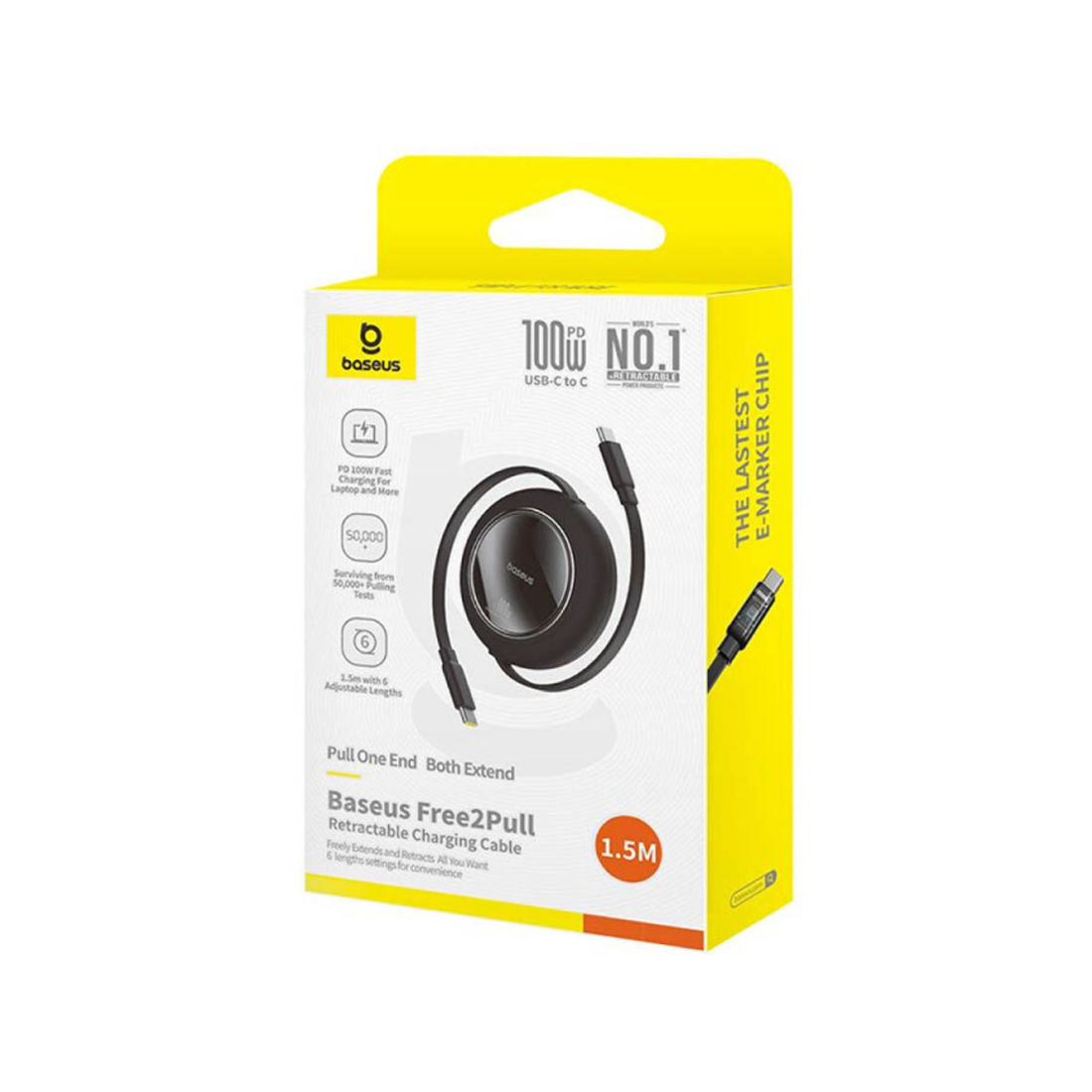 Интерфейсный кабель Baseus Free2Pull Mini USB-C to USB-C 100W 2m Black (P10364500113-01) фото