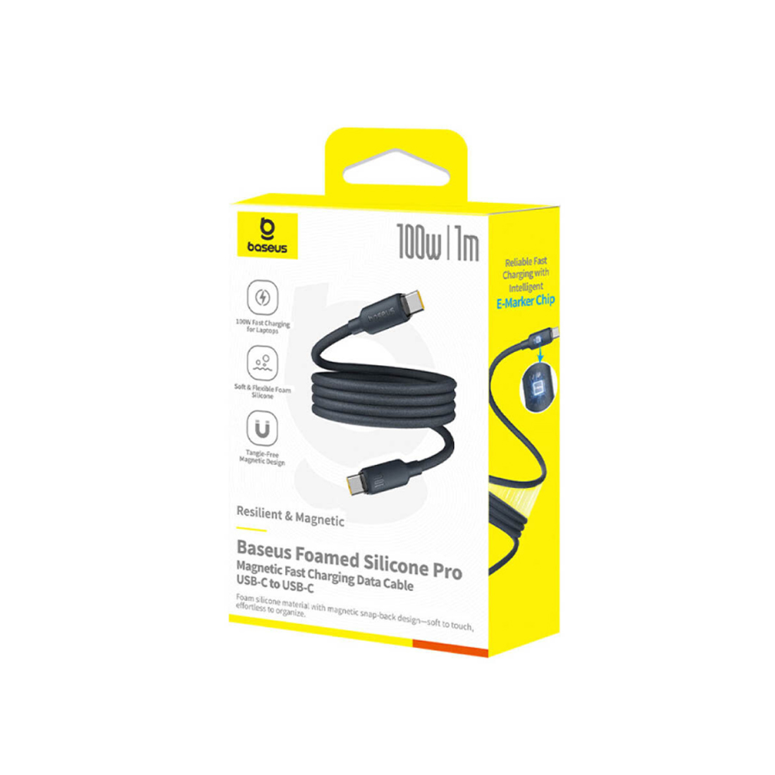 Интерфейсный кабель Baseus Foamed Silicone Pro Magnetic USB-C to USB-C 100W Black 1m (E0426D00) фото