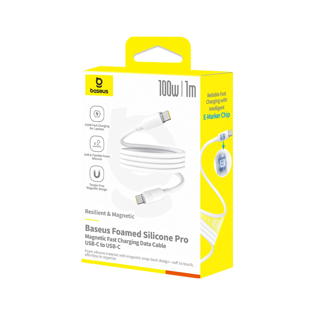 Интерфейсный кабель Baseus Foamed Silicone Pro Magnetic USB-C to USB-C 100W White 1m (E0426D01) фото