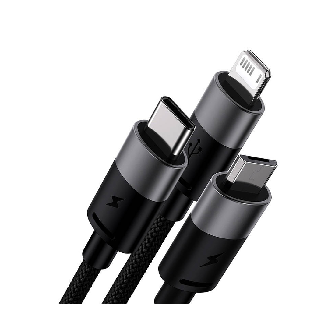 Интерфейсный кабель Baseus StarSpeed 1-for-3 USB to M+L+C 3.5A 1.2m Black (CAXS000001) фото
