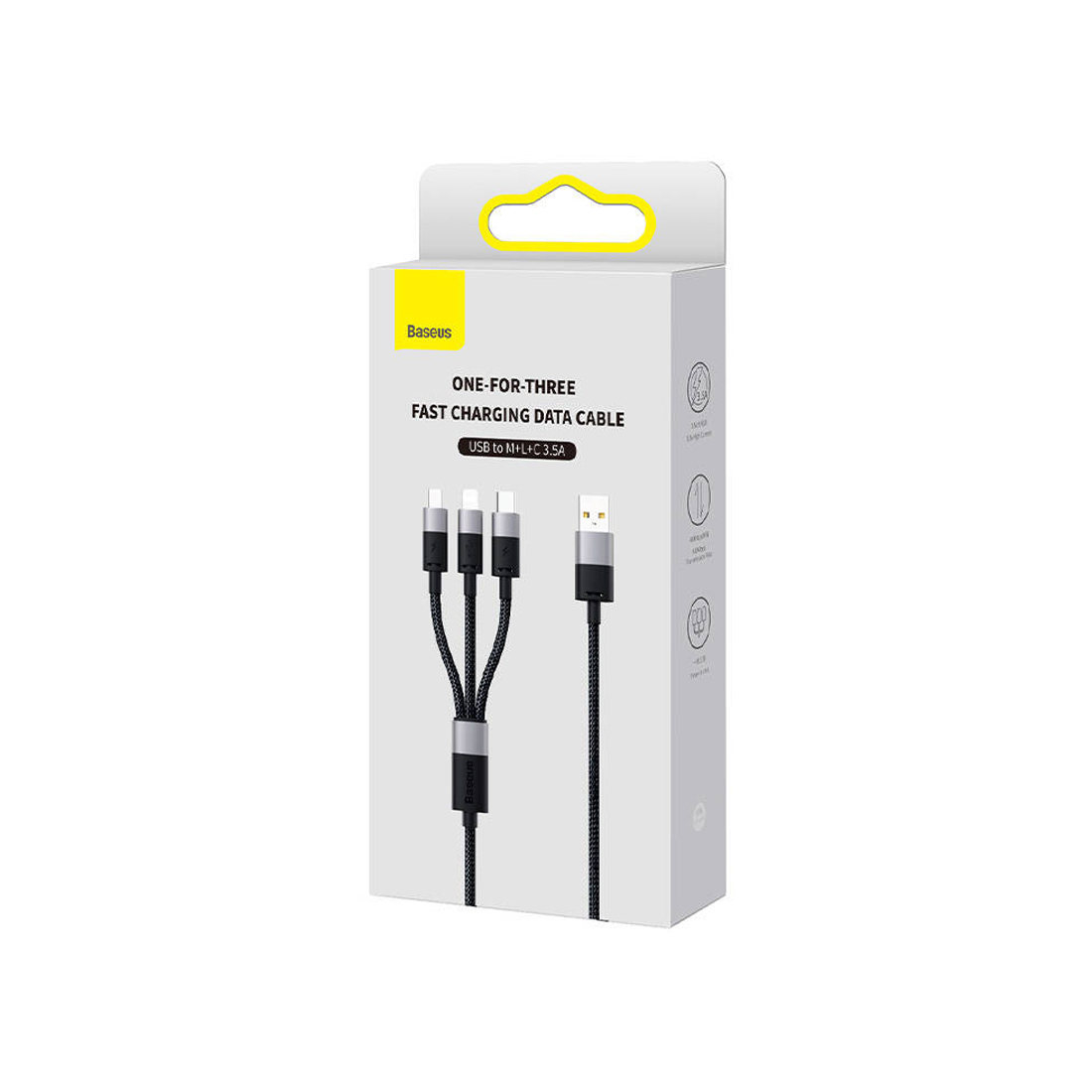 Интерфейсный кабель Baseus StarSpeed 1-for-3 USB to M+L+C 3.5A 1.2m Black (CAXS000001) фото