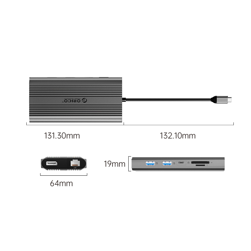 USB-хаб USB-C 12-в-1 (ORICO-XDR-X33-RG-BP) фото