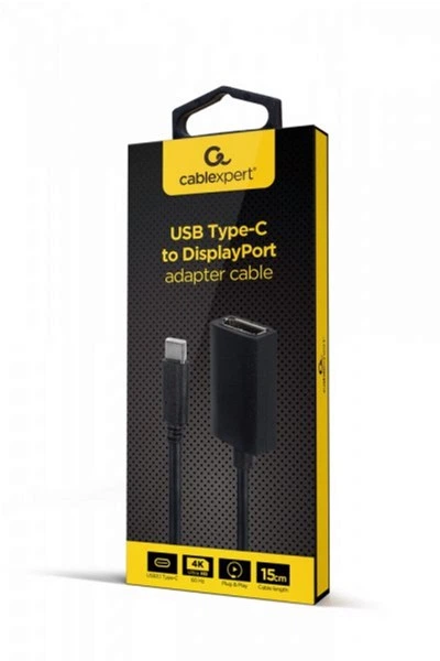 Конвертер Cablexpert USB Type-C to DisplayPort adapter cable, 4K, black  (A-CM-DPF-02) фото