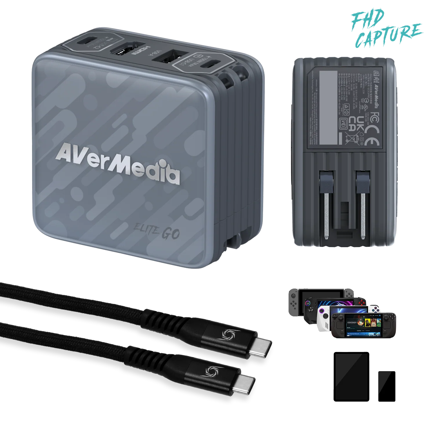 Карта видеозахвата Зарядный блок+передача данных  AverMedia Elite GO,black GC313Pro (61GC313PR0A4) фото