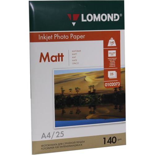 Бумага Lomond A4, 140г/м2, 25 листов, матовая, односторонняя (0102073) фото