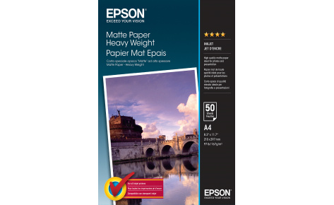 картинка Бумага для струйной печати Epson C13S041256 A4 Matte Paper - Heavyweight, матовая, 50 листов, 167g/m2 от магазина itmag.kz