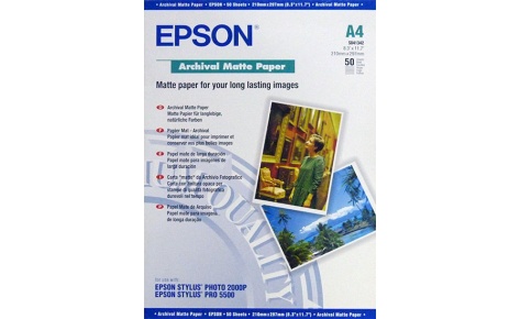 картинка Бумага для струйной печати Epson C13S041342 A4 Archival Matte Paper, 50 sheets, 192g/m2 от магазина itmag.kz
