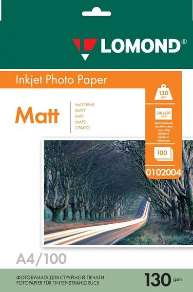 Бумага Lomond A4, 130г/м2, 100 листов, матовая/матовая, двусторонняя (0102004) фото