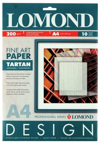 Бумага Lomond A4, 200г/м2, 10 листов, глянцевая, односторонняя, "шотландка" (0922041) фото