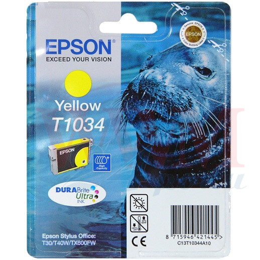 картинка Картридж Epson C13T10344A10 TX550W/T40W/TX600FW/T1100 желтый от магазина itmag.kz