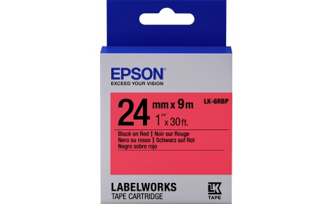 картинка Лента пастельная LabelWorks Epson C53S656004, чёрная на красном, 24мм *9мм от магазина itmag.kz